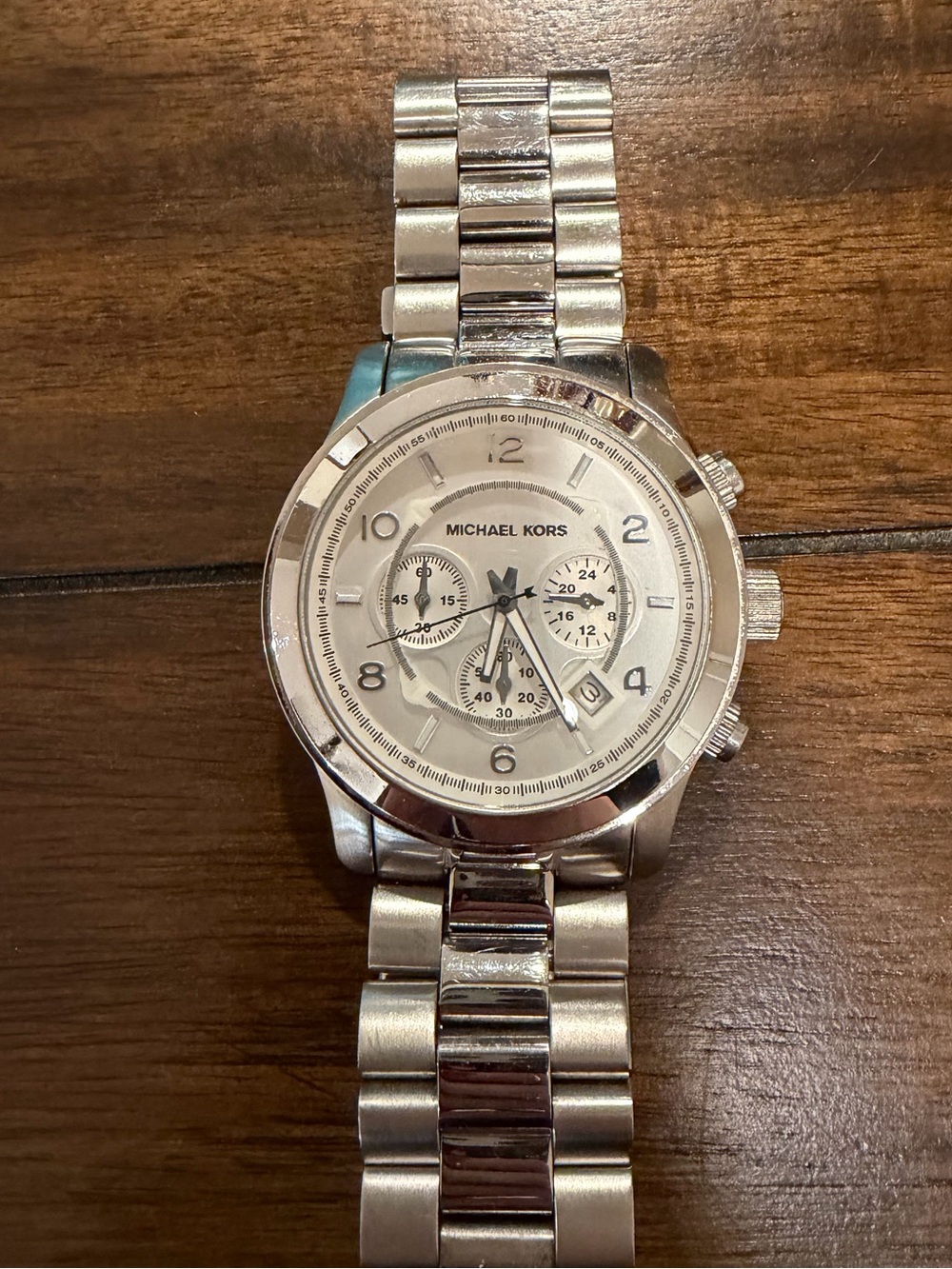 Michael Kors Silver-Tone Men's Chronograph Bracelet Watch